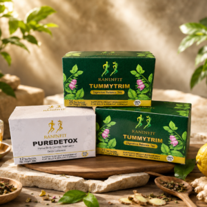 RANINfit flat tummy combo combines tummy trim and puredetox herbal teas .