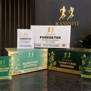 RANINFIT FLAT TUMMY WEIGHT MANAGEMENT COMBO,featuring SLIMCORE,TUMMYTRIM AND PUREDETOX herbal teas